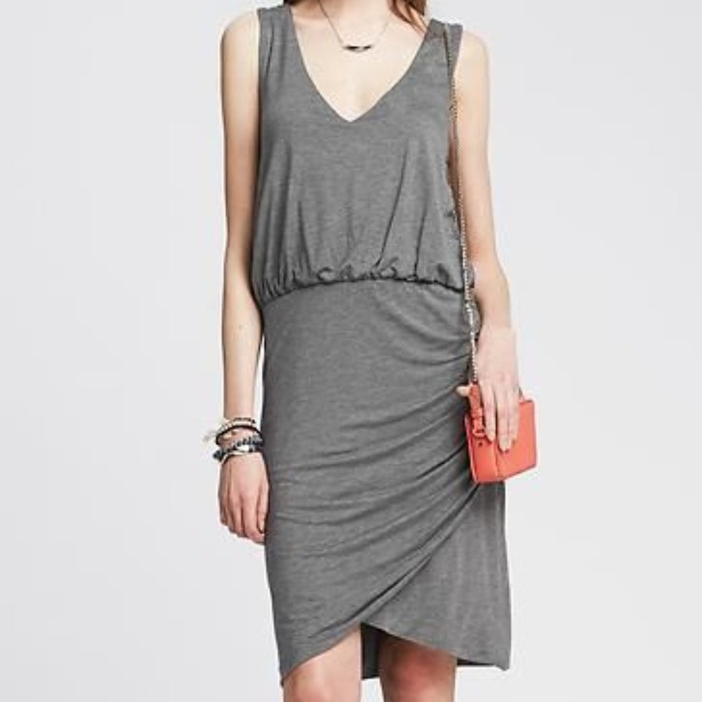 Super Soft! Banana Republic Racerback Shirred Dress, Gray, S
